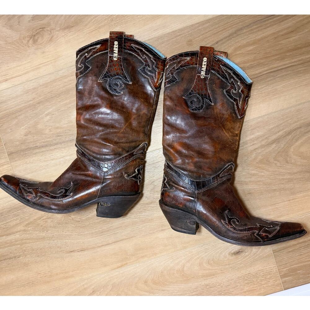 El Charro Leather Cowboy Boots Size 38